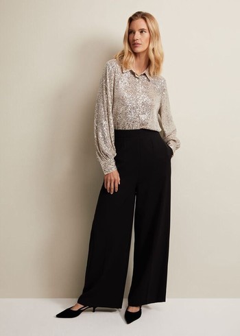 Phase Eight Florentine Wide Legs Trousers Black Australia | AJ3917648